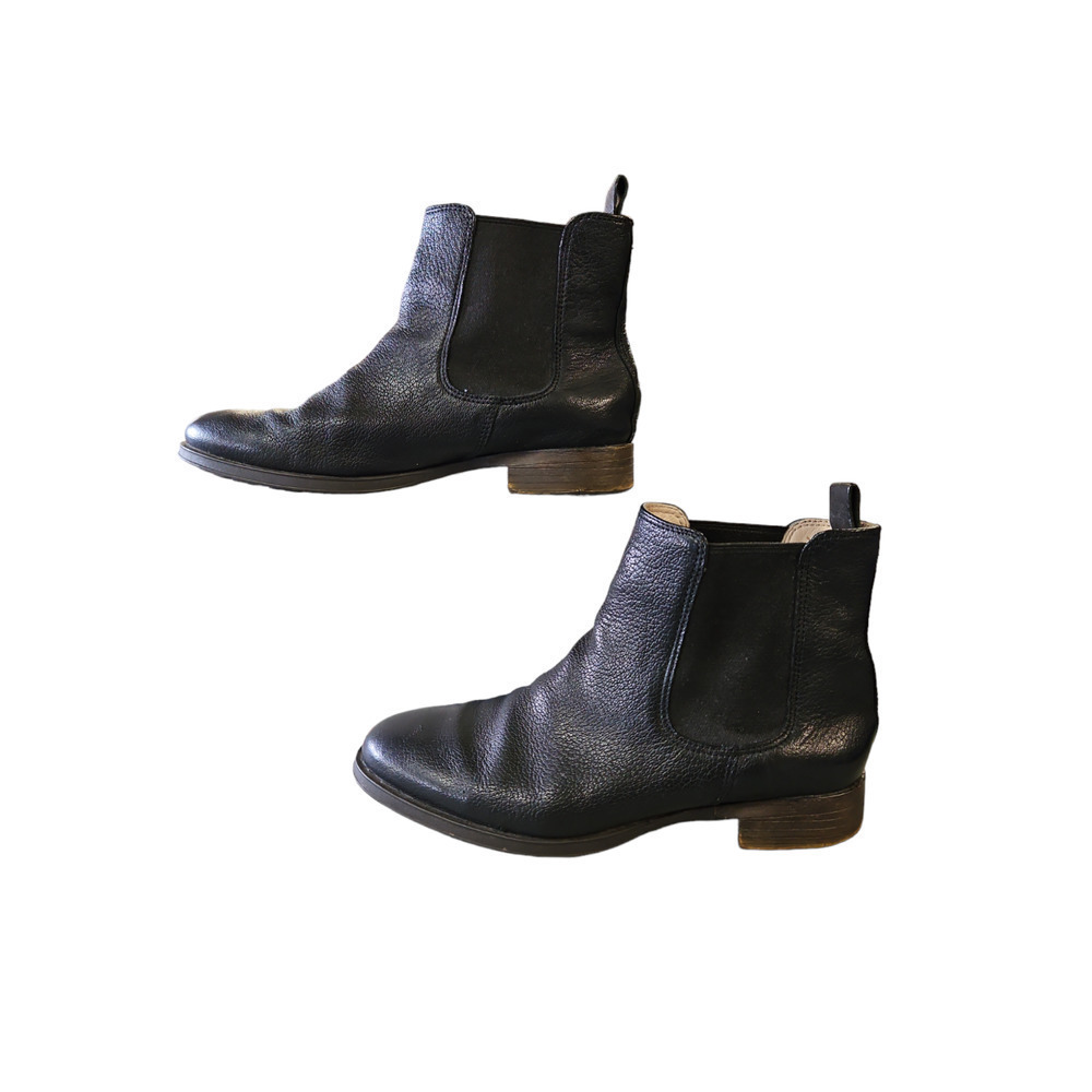 Clarks Boot Womens 5.5 Black Narrative Chelsea Leather Ankle Low Heel 0614 15764